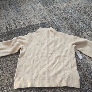 Tribal Cream Textured Women's Turtleneck Sweater